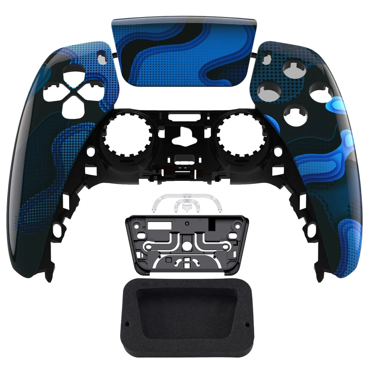 Glossy Blue Black Camouflage Front Shell with touchpad