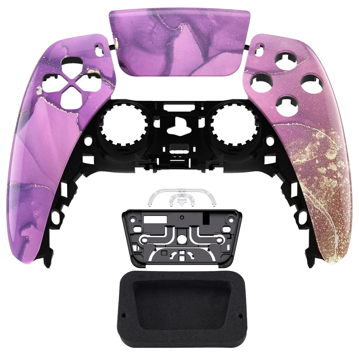 Glossy Cosmic Purple Gold Marble Front Shell with touchpad